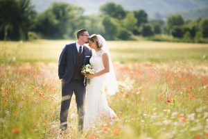 Wedding photo, wildflowers in Tuscany